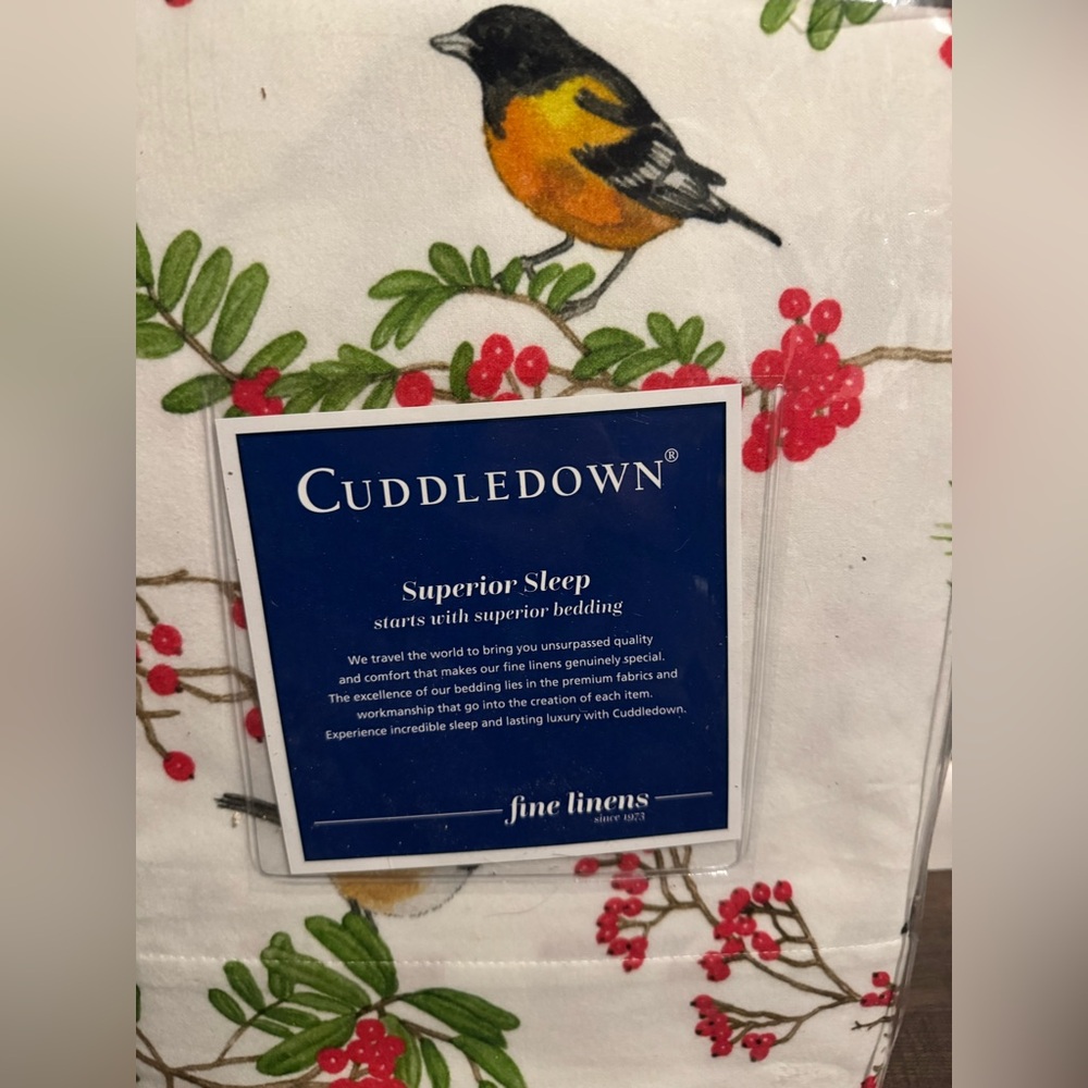 Cuddle down Cotton Winter Birds Flat Sheet Only